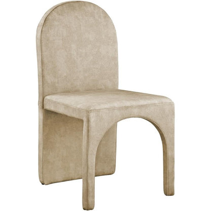 Meridian Furniture 803Beige-SC Summer Collection Modern | Contemporary Velvet Upholstered Dining Side Chair with Steel Frame, 18.5" W x 22.5" D x 35.5" H, Beige, Set of 2