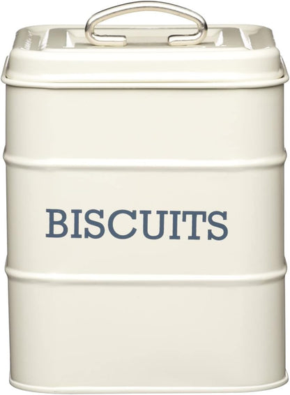 Living Nostalgia Biscuit Tin, 14.5 x 19 cm, Metal, Antique Cream
