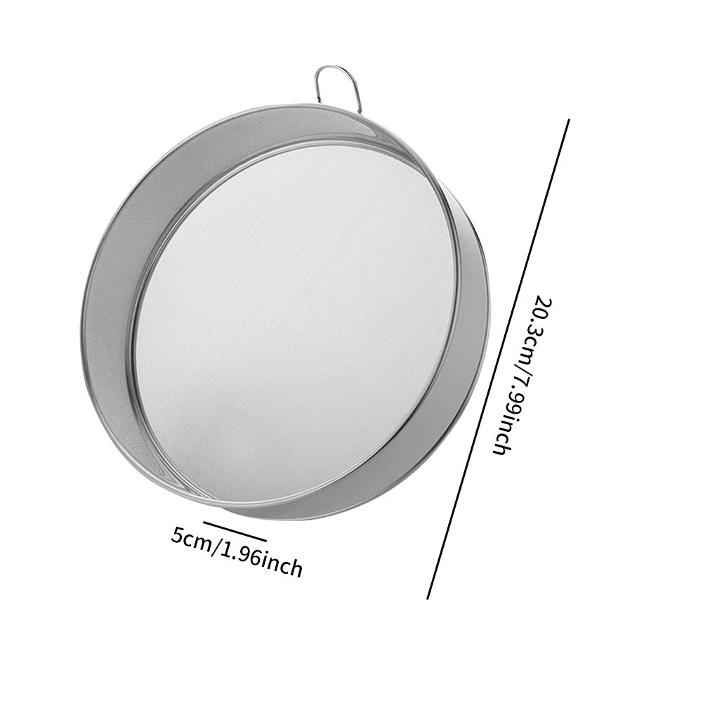 Stainless Steel Flour Sieve - Fine Mesh, 80 Mesh, Durable Professional Round (Silver)