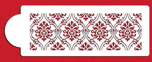 Designer Stencils Royal Damask Cake Foodgrade Stencil, 3.5 x 12.25