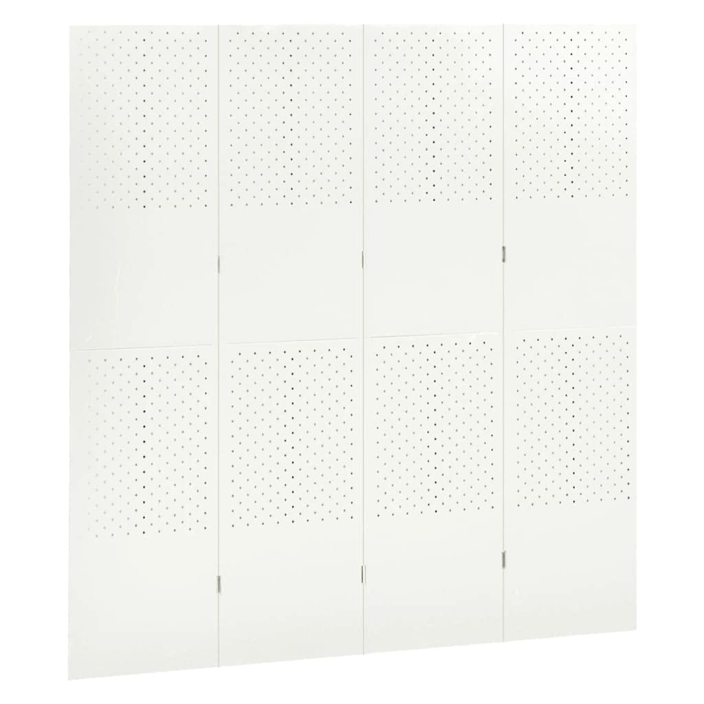 Outdoor/Indoor Room Divider, Room Screen Divider Wall Protection Privacy Furniture Indoor Bedroom, 4-Panel Room Divider White 63"x70.9" Steel