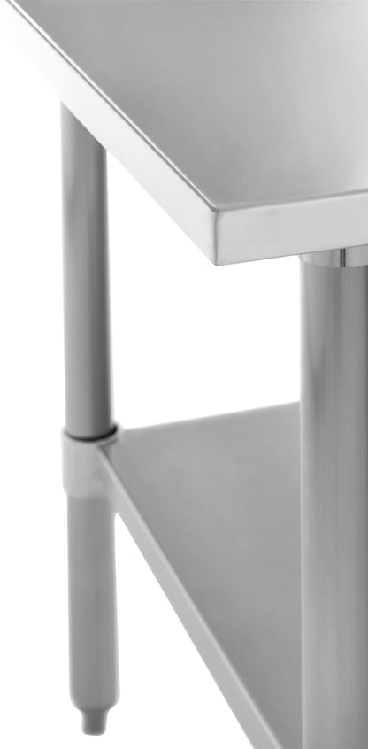 Kratos Stainless Steel Kitchen Prep Table 96"x24" with Backsplash and Undershelf, NSF Worktable for Restaurants - 16ga/304SS