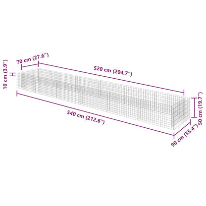 Foknhdi Galvanized Steel Large Gabion Raised Bed 212.6"x35.4"x19.7" Silver Planter Box for Vegetables, Herbs & Flowers