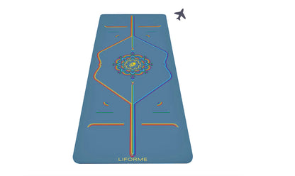 Liforme Travel Yoga mat – Patented Alignment System, Warrior-Like Grip, Non-Slip, Eco-Friendly, Ultra-Lightweight and Sweat Resistant, Made with Natural Rubber