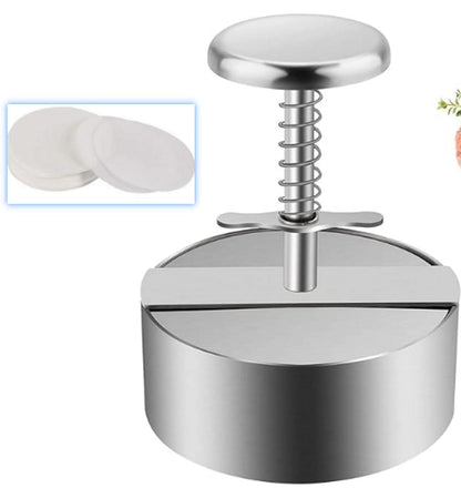 Quivorant 4.5" Burger Maker Press with 50 Patty Papers, 304 Stainless Steel Adjustable Non-Stick Hamburger Patty Maker, for Kitchen BBQ & Sandwich, Beef, Vegetables, Meat, Party Grill, Easy Release