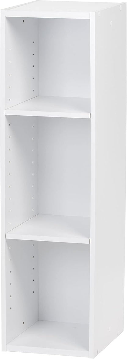 3-Tier 10" IRIS USA Cubby Storage Bookshelf with Adjustable Shelves, Width Stackable Easy Assembly Space Saving