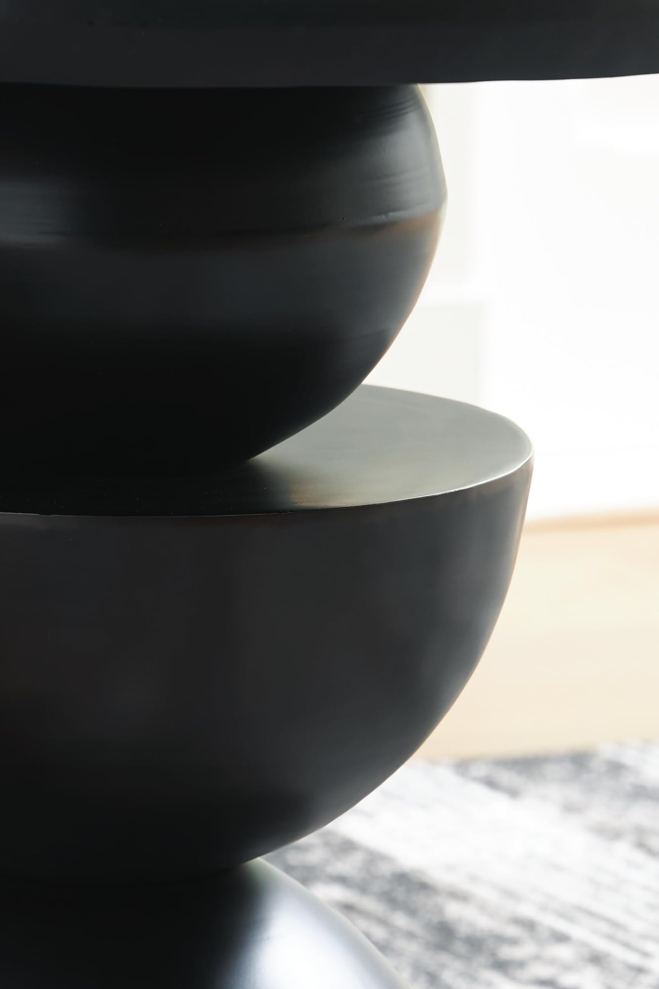 Signature Design by Ashley Kurtson Modern Metal Accent Table with Pedestal Base, Black