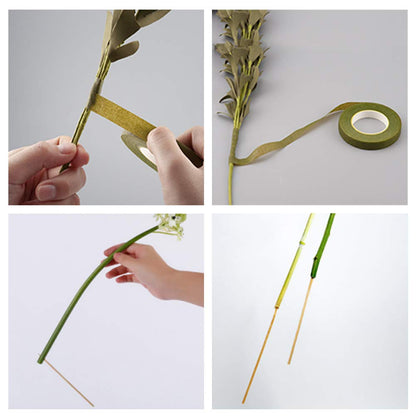 WANDIC Flower Arrangement Kit, Set of 51, Round Flower Holders, Ceramic Flower Pot, Kenzan Needle Cleaning Pin & Rake, Floral Stems and Floral Tape for Flower Arranging Art