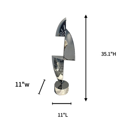 304 Stainless Steel Abstract Metal Sculpture, Modern Art Statue for Home, Office, Living Room, or Industrial Decor