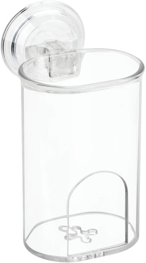 2 Pack mDesign Compact Plastic Suction Storage Center for Bathroom Organization of Toothbrushes, Electric Toothbrushes