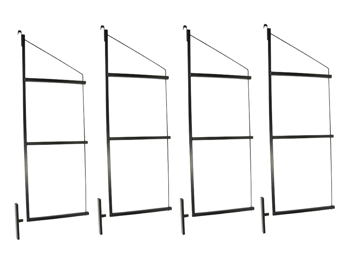 Mytee Products 4 Pack of 3 Tier Shipping Container Shelving Bracket with 18"(D) x 60"(H) - Black Powder Coated Steel Shelf Brackets for Heavy Duty Trailer Containers - Easy to Assemble & Remove