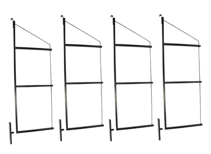 Mytee Products 4 Pack of 3 Tier Shipping Container Shelving Bracket with 18"(D) x 60"(H) - Black Powder Coated Steel Shelf Brackets for Heavy Duty Trailer Containers - Easy to Assemble & Remove