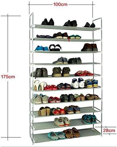GREEF 10-Tier 50-Pair Closet, Classics Shoe Rack Organizer Sturdy Metal Storage Shelf for Bedroom, Entryway, Dorm Room