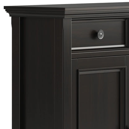 SIMPLIHOME Amherst 36-inch Wide Transitional-Style Storage Cabinet in Hickory Brown with Drawers and Adjustable Shelves for Entryway or Living Room