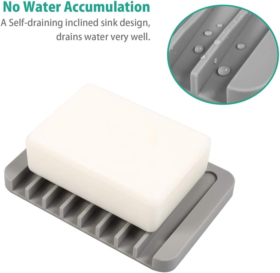 EOYCPM 3PCS Self Draining Soap Holder, Premium Silicone Soap Dish, Soap Saver for Shower, Bathroom, Kitchen, Bath Tub