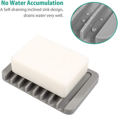EOYCPM 3PCS Self Draining Soap Holder, Premium Silicone Soap Dish, Soap Saver for Shower, Bathroom, Kitchen, Bath Tub