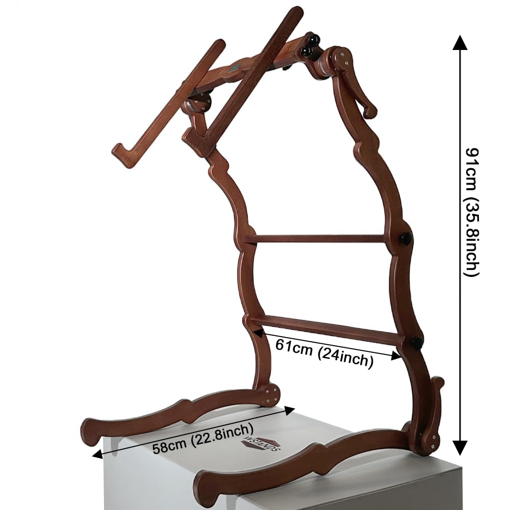 W-Stands Adjustable Embroidery Frame and Q-Snap Stand - The River Birch Wooden Craft Floor Stand for Cross Stitch, Needlework, and DIY Projects