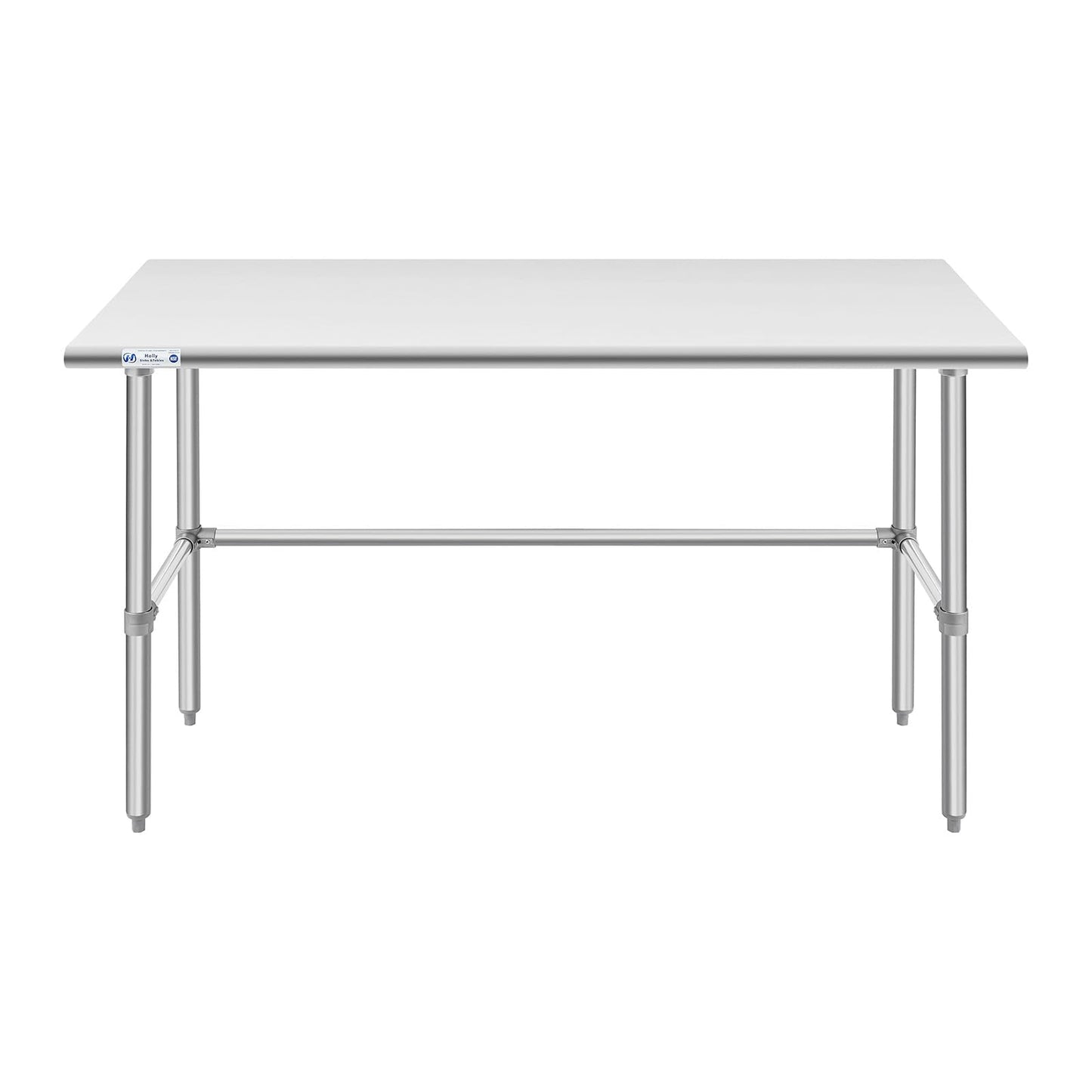 HALLY Open Base Stainless Steel Table 30 x 60 Inches, NSF Commercial Heavy Duty Prep & Work Table with Galvanized Legs for Restaurant, Home and Hotel