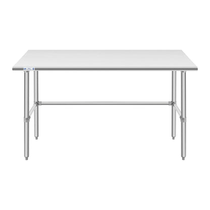 HALLY Open Base Stainless Steel Table 30 x 60 Inches, NSF Commercial Heavy Duty Prep & Work Table with Galvanized Legs for Restaurant, Home and Hotel