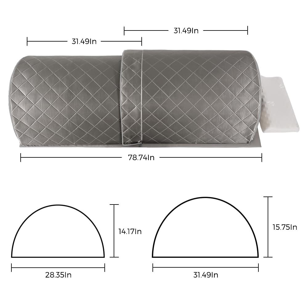 ZONEMEL Personal Infrared Sauna Dome for Home Spa, 360 Degree Coverage Lying Down Hot Carbon Sauna, Portable Full Body Sauna with Pillows and Mat, Dry Heat