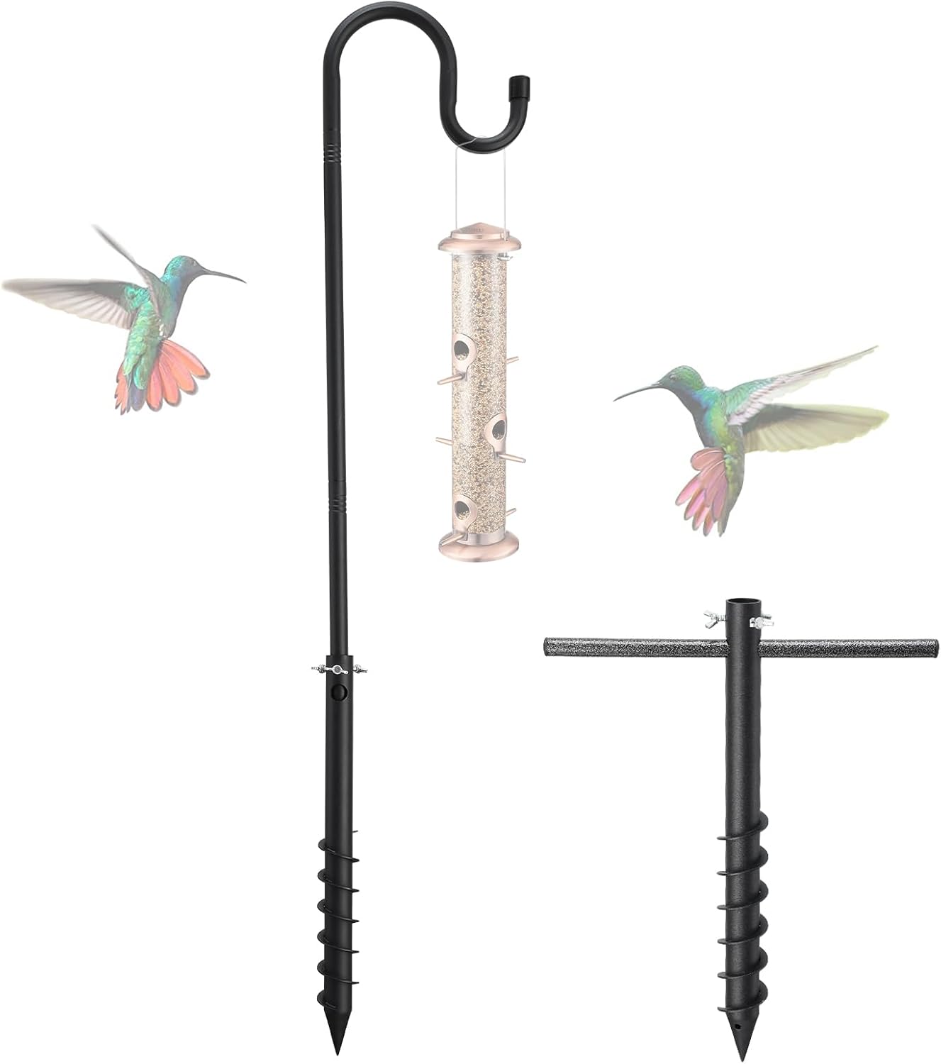 Feblomst 94" Hummingbird Bird Feeder Pole, Shepherds Hooks for Outdoor Heavy Duty, Feeders Stand for Hanging Plants