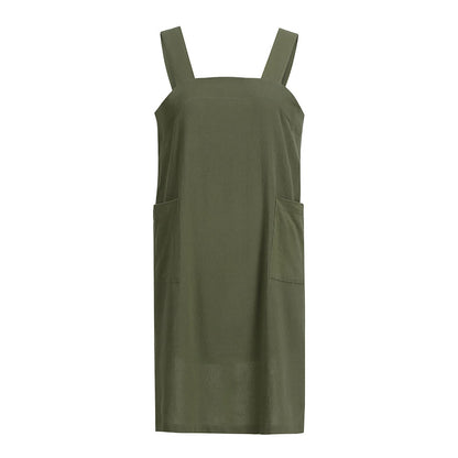 ZQFFB Pinafore Cross Back Apron for Women with Pockets Japanese Smock for Work Gardening Cooking Painting Baking