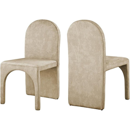 Meridian Furniture 803Beige-SC Summer Collection Modern | Contemporary Velvet Upholstered Dining Side Chair with Steel Frame, 18.5" W x 22.5" D x 35.5" H, Beige, Set of 2