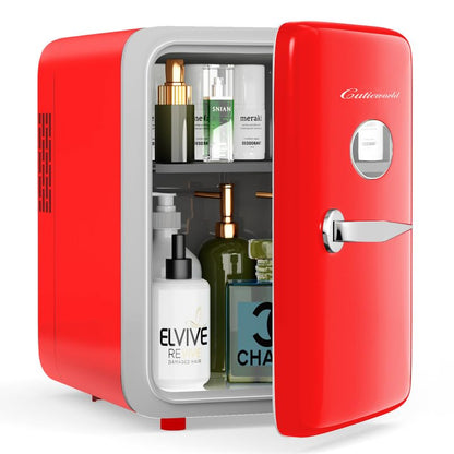 Skincare Fridge With Dimmable LED Light Mirror, 4L Mini Fridge For Desktop, Travel or Cool & Heat, Makeup Fridge for Cosmetics, Skin Care and Food, Green