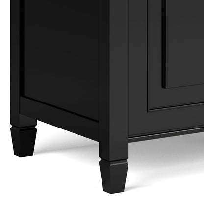 SIMPLIHOME Connaught Storage Bench - 51 inch Wide Solid Wood Trunk Bench in Black, Traditional Bench for Entryway with Lift-Up Lid and 3 Hidden Compartments
