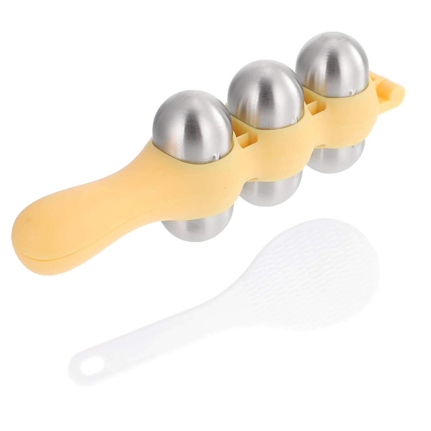 CALLARON Rice Baller Shakers - Stainless Steel Sushi Mold, Manual Rice Ball Maker Mold, Poratble DIY Sushi Prep Kit with Rice Spoon, RICE BALL MAKER Accessories for Kitchen Restaurant 7 x 2.5 inch