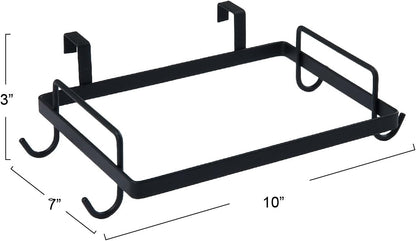 Sleek Black Metal Over-the-Door Trash Bag Holder for Home Organization