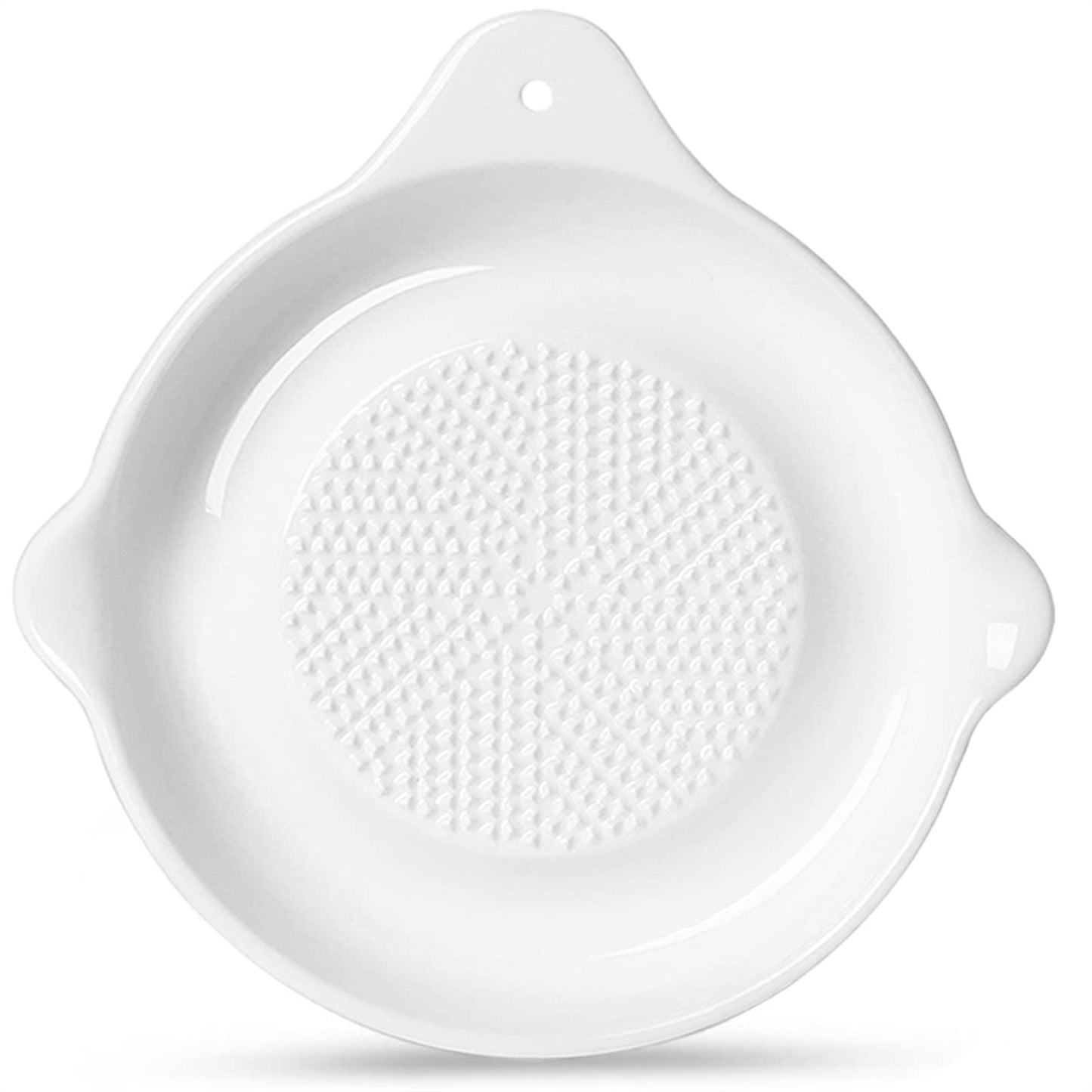 ONTUBE Ceramics Grater Plate for Ginger, Garlic, Onion, Cheese, Lemon, Chocolate, Vegetables and Fruits for Kitchen, White (5.5" x 1 Pieces)