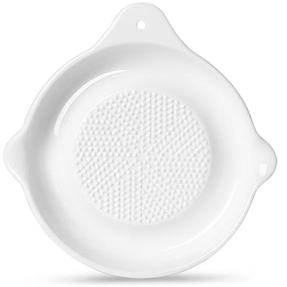 ONTUBE Ceramics Grater Plate for Ginger, Garlic, Onion, Cheese, Lemon, Chocolate, Vegetables and Fruits for Kitchen, White (5.5" x 1 Pieces)