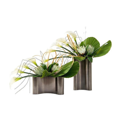 XUNTING Artificial Plants Indoor Light Luxury Simulation Flower Art Set Decoration Dining Table Living Room Negotiation Table Sales Office Decoration Flower Arrangement Plants Decor(B)