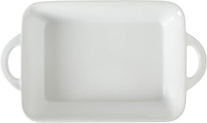 Gibson Home Gracious Dining Baking Dish - 2.5-Quart White Stoneware Casserole with Handles | 14.6 x 8.5-Inch Oven Safe