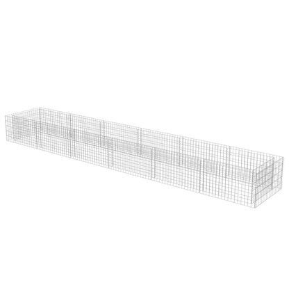 Foknhdi Galvanized Steel Large Gabion Raised Bed 212.6"x35.4"x19.7" Silver Planter Box for Vegetables, Herbs & Flowers