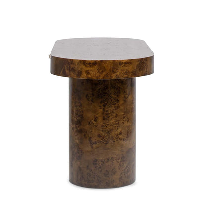 Jennifer Taylor Home Jesse 55.5" Single Drawer Oval Computer Desk, Dark Brown Burl Wood
