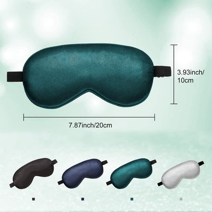 BBTO 4 Pcs Silk Sleep Eye Masks Smooth Soft Satin Eye Covers with Adjustable Strap Blindfold for Sleeping Blocking Out Lights Travel Relaxation (Royal Blue, Dark Green, Navy Blue, Black)
