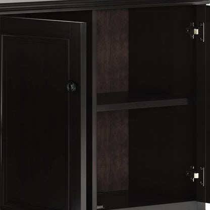 SIMPLIHOME Amherst 60-inch Wide Solid Wood 3-Door Storage Cabinet in Hickory Brown, Transitional-Style Buffet Sideboard for Living Room, Dining Room or Entryway