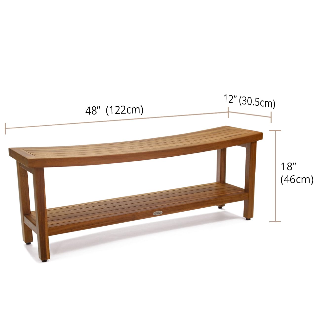 Patented 48" Sumba Estate Teak Shower Bench with Shelf