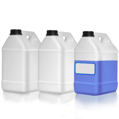 Zikoos 3 Pcs 1 Gallon Plastic Jug with Lids and Handles Translucent Square Liquid Storage Containers Reusable Empty Camping Water Jugs for Water Sauces Soaps Detergents Liquids Cleaning Solutions