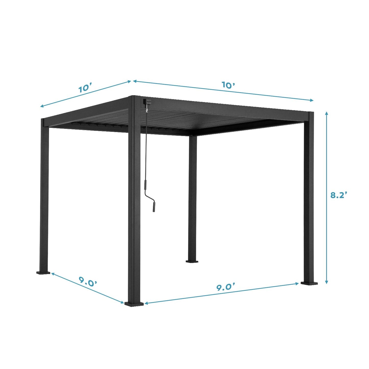 Mirador 111S Round Louvered Pergola Gazebo, 10Ft x 10Ft, Full Aluminum Frame, Adjustable Roof, Outdoor, Durable, Charcoal