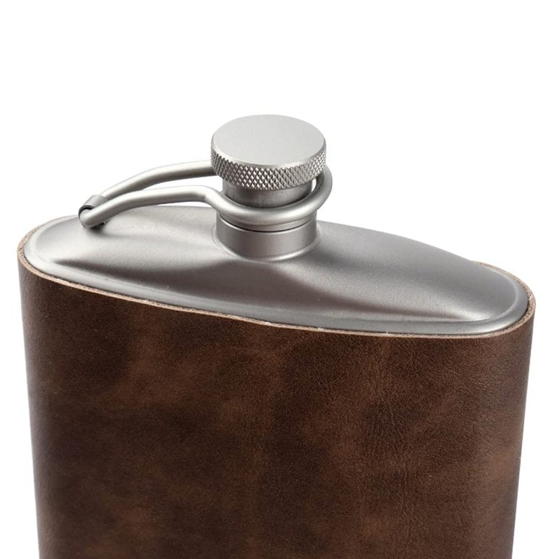 SILVERANT Titanium Ultralight 7.44oz/220ml Hip Flask Canteen, Lightweight Compact Outdoor Flask, Limited Edition With Leather Case & Funnel