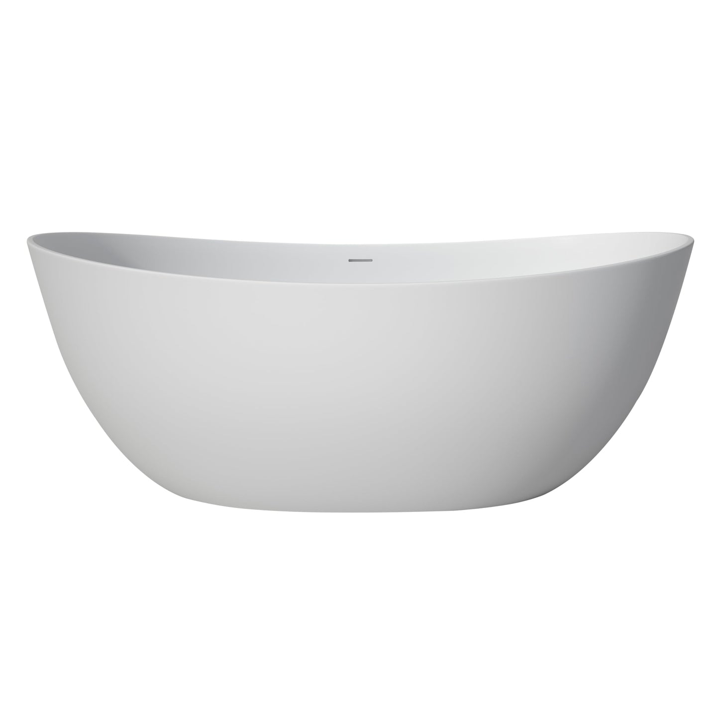 65'' Freestanding Solid Surface Resin Stone Bathtub, Freestanding Tub, Contemporary Design Stand Alone Tub with Pop-up Drain and Overflow, cUPC Certified, Matte White