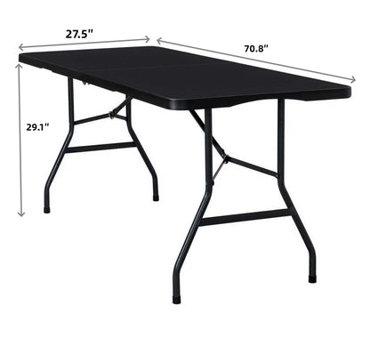 Vampire Killer Folding Table 6ft Foldable Table with Built in Handle & Steel Legs / 6FT Heavy Duty Folding Portable,Perfect for Party, Dining Indoor/Outdoor Events, Tailgating & Backyard BBQ, Black