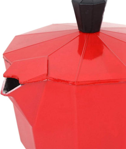 Classic Stovetop Espresso Maker, 6-Cup Capacity Aluminum Coffee Machine Moka Pot for Home or Office Use (Red)