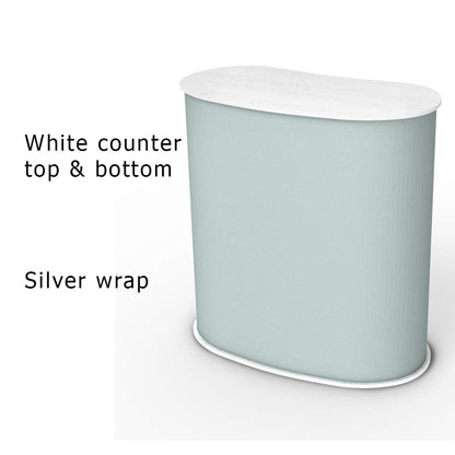 Vispronet Portable Trade Show Counter – 3ft Podium Countertop, Vendor Table with Silver Corrugated Plastic Sidewalls, Table Top Podium for Convention Booth Display, Carry Bag Included (White)