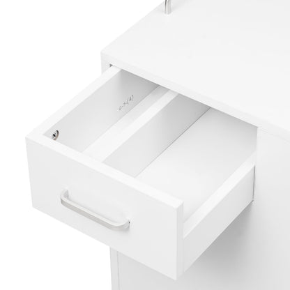 TREMENPOW Foldable Manicure Table, Single Station Nail Desk, Manicure Table with 3 Drawers & Wheels, 220lb Capacity, for Nail Salons, Beauty Spa, Home Office, Writing or Computer Desk