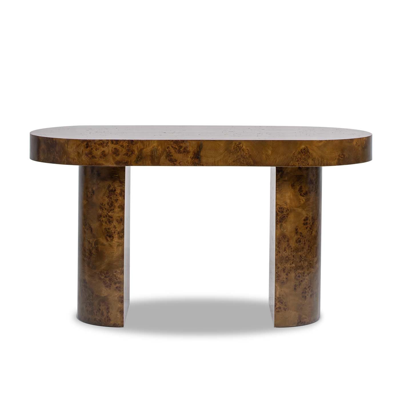 Jennifer Taylor Home Jesse 55.5" Single Drawer Oval Computer Desk, Dark Brown Burl Wood
