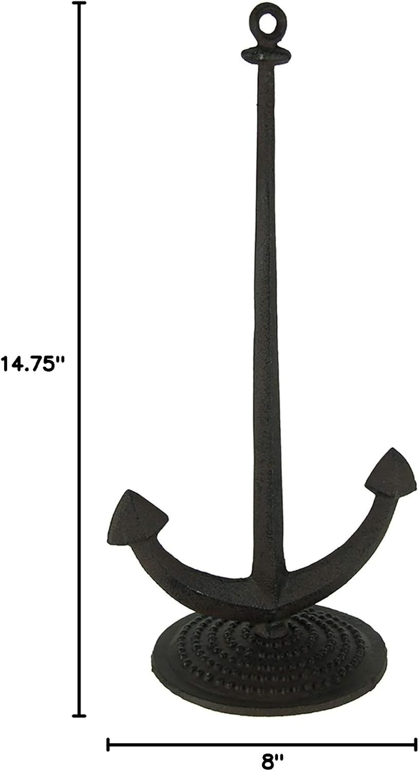 Moby Dick Specialties Rust Brown Cast Iron Nautical Ship Anchor Paper Towel Holder